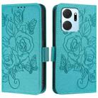 For Honor X7a 4G / Play 7T 5G Embossed Rose RFID Anti-theft Leather Phone Case(Light Blue) - 2