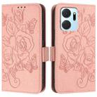 For Honor X7a 4G / Play 7T 5G Embossed Rose RFID Anti-theft Leather Phone Case(Pink) - 2