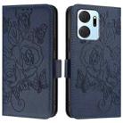 For Honor X7a 4G / Play 7T 5G Embossed Rose RFID Anti-theft Leather Phone Case(Dark Blue) - 2