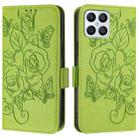For Honor X8 4G / X30i 5G / Play 6T Pro 5G Embossed Rose RFID Anti-theft Leather Phone Case(Green) - 2