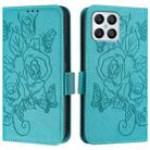 For Honor X8 4G / X30i 5G / Play 6T Pro 5G Embossed Rose RFID Anti-theft Leather Phone Case(Light Blue) - 2