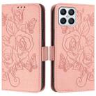 For Honor X8 4G / X30i 5G / Play 6T Pro 5G Embossed Rose RFID Anti-theft Leather Phone Case(Pink) - 2