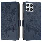 For Honor X8 4G / X30i 5G / Play 6T Pro 5G Embossed Rose RFID Anti-theft Leather Phone Case(Dark Blue) - 2