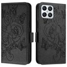 For Honor X8 4G / X30i 5G / Play 6T Pro 5G Embossed Rose RFID Anti-theft Leather Phone Case(Black) - 2