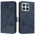 For Honor X8b 4G Embossed Rose RFID Anti-theft Leather Phone Case(Dark Blue) - 2