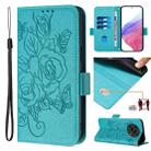 For Honor X30 5G / X9 5G / 4G Embossed Rose RFID Anti-theft Leather Phone Case(Light Blue) - 1