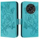 For Honor X30 5G / X9 5G / 4G Embossed Rose RFID Anti-theft Leather Phone Case(Light Blue) - 2