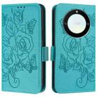 For Honor X40 5G / X9a 5G / Magic5 Lite Embossed Rose RFID Anti-theft Leather Phone Case(Light Blue) - 2