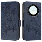 For Honor X40 5G / X9a 5G / Magic5 Lite Embossed Rose RFID Anti-theft Leather Phone Case(Dark Blue) - 2