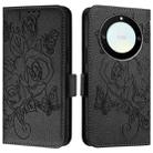 For Honor X40 5G / X9a 5G / Magic5 Lite Embossed Rose RFID Anti-theft Leather Phone Case(Black) - 2