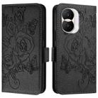 For Honor X40i 5G Embossed Rose RFID Anti-theft Leather Phone Case(Black) - 2