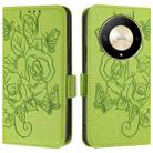 For Honor X9b 5G / Magic6 Lite 5G Embossed Rose RFID Anti-theft Leather Phone Case(Green) - 2