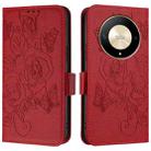 For Honor X9b 5G / Magic6 Lite 5G Embossed Rose RFID Anti-theft Leather Phone Case(Red) - 2