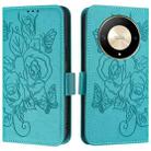 For Honor X9b 5G / Magic6 Lite 5G Embossed Rose RFID Anti-theft Leather Phone Case(Light Blue) - 2