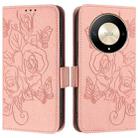 For Honor X9b 5G / Magic6 Lite 5G Embossed Rose RFID Anti-theft Leather Phone Case(Pink) - 2