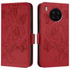 For Honor 50 Lite / Huawei nova 8i Embossed Rose RFID Anti-theft Leather Phone Case(Red) - 2