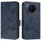 For Honor 50 Lite / Huawei nova 8i Embossed Rose RFID Anti-theft Leather Phone Case(Dark Blue) - 2
