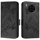 For Honor 50 Lite / Huawei nova 8i Embossed Rose RFID Anti-theft Leather Phone Case(Black) - 2