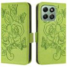 For Honor X6b Embossed Rose RFID Anti-theft Leather Phone Case(Green) - 3