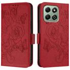 For Honor X6b Embossed Rose RFID Anti-theft Leather Phone Case(Red) - 3