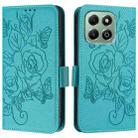 For Honor X6b Embossed Rose RFID Anti-theft Leather Phone Case(Light Blue) - 3