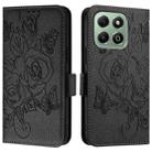 For Honor X6b Embossed Rose RFID Anti-theft Leather Phone Case(Black) - 3