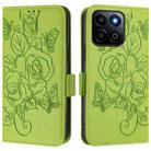 For Honor 200 Smart 5G Embossed Rose RFID Anti-theft Leather Phone Case(Green) - 2