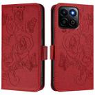 For Honor 200 Smart 5G Embossed Rose RFID Anti-theft Leather Phone Case(Red) - 2