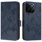 For Honor 200 Smart 5G Embossed Rose RFID Anti-theft Leather Phone Case(Dark Blue) - 2