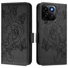 For Honor 200 Smart 5G Embossed Rose RFID Anti-theft Leather Phone Case(Black) - 2