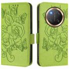 For Honor X9c 5G Embossed Rose RFID Anti-theft Leather Phone Case(Green) - 2