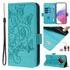 For Honor X9c 5G Embossed Rose RFID Anti-theft Leather Phone Case(Light Blue) - 1