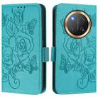 For Honor X9c 5G Embossed Rose RFID Anti-theft Leather Phone Case(Light Blue) - 2