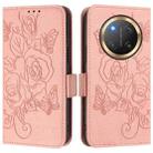 For Honor X9c 5G Embossed Rose RFID Anti-theft Leather Phone Case(Pink) - 2