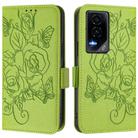 For Honor GT Embossed Rose RFID Anti-theft Leather Phone Case(Green) - 2