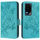For Honor GT Embossed Rose RFID Anti-theft Leather Phone Case(Light Blue) - 2