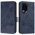 For Honor GT Embossed Rose RFID Anti-theft Leather Phone Case(Dark Blue) - 2