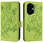 For Honor 300 5G Embossed Rose RFID Anti-theft Leather Phone Case(Green) - 2