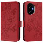 For Honor 300 5G Embossed Rose RFID Anti-theft Leather Phone Case(Red) - 2
