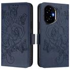 For Honor 300 5G Embossed Rose RFID Anti-theft Leather Phone Case(Dark Blue) - 2