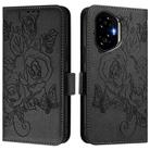 For Honor 300 5G Embossed Rose RFID Anti-theft Leather Phone Case(Black) - 2
