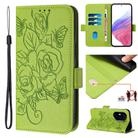 For Honor 300 Pro 5G / 300 Ultra 5G Embossed Rose RFID Anti-theft Leather Phone Case(Green) - 1
