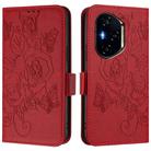 For Honor 300 Pro 5G / 300 Ultra 5G Embossed Rose RFID Anti-theft Leather Phone Case(Red) - 2