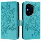 For Honor 300 Pro 5G / 300 Ultra 5G Embossed Rose RFID Anti-theft Leather Phone Case(Light Blue) - 2