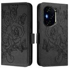 For Honor 300 Pro 5G / 300 Ultra 5G Embossed Rose RFID Anti-theft Leather Phone Case(Black) - 2