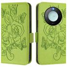 For Honor X9c Smart 5G Embossed Rose RFID Anti-theft Leather Phone Case(Green) - 2