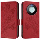 For Honor X9c Smart 5G Embossed Rose RFID Anti-theft Leather Phone Case(Red) - 2