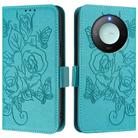 For Honor X9c Smart 5G Embossed Rose RFID Anti-theft Leather Phone Case(Light Blue) - 2