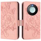 For Honor X9c Smart 5G Embossed Rose RFID Anti-theft Leather Phone Case(Pink) - 2