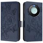 For Honor X9c Smart 5G Embossed Rose RFID Anti-theft Leather Phone Case(Dark Blue) - 2